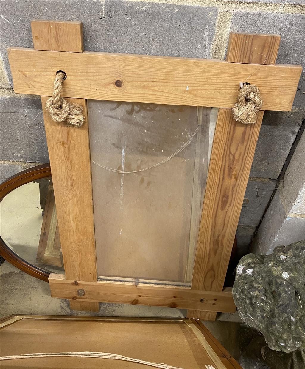 Five assorted wall mirrors, largest width 60cm, height 86cm
